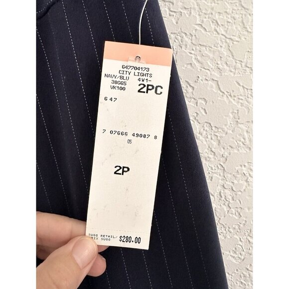 NWT Jones New York Petite City Lights Pants‎ Sz. 2P Navy Pinstripe Office READ - Picture 5 of 10